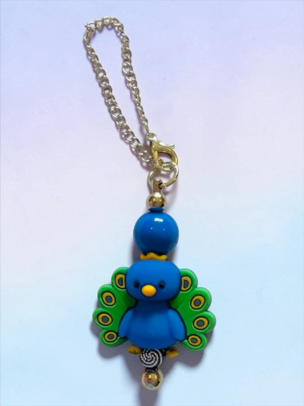 Blue Peacock Bird Keychain, cup Charm, bag charm or ? Handmade